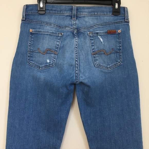 7 For All Mankind Mid Rise Josefina Skinny Boyfriend Denim blue jeans - Picture 6 of 16